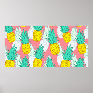 Affiche Motif sans couture tropicale aux ananas exotiques.