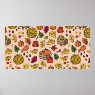 Affiche Motif sans faille avec tarte citrouille, tarte aux