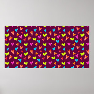 Affiche Motif sans faille de coeurs multicolores sur un po