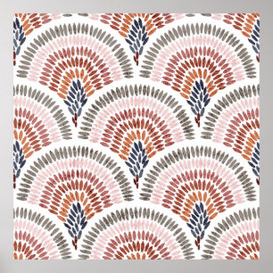 Affiche Motif sans fil ondulé. Design Seigaiha en polka do