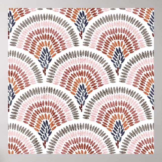 Affiche Motif sans fil ondulé. Design Seigaiha en polka do (Devant)