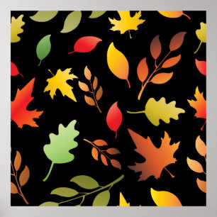 Affiche Motif sans joint avec les feuilles d'automne tombé