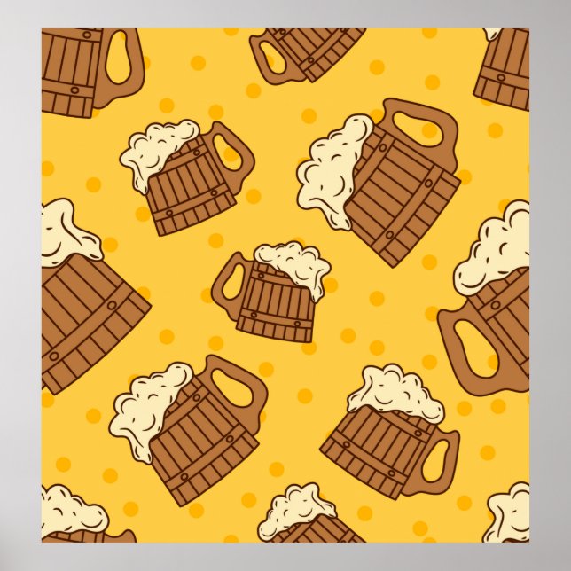 Affiche Motif sans joint avec Mugsbeer en mousse de bois,  (Devant)