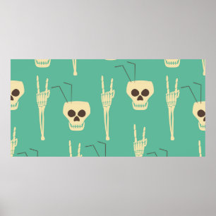 Affiche Motif sans soucis pour la fête de l'enfer. Les crâ