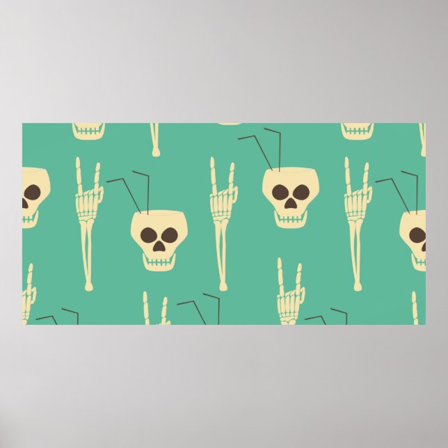 Affiche Motif sans soucis pour la fête de l'enfer. Les crâ (Devant)