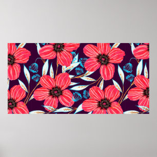 Affiche Motif sans soudure à base de plantes florales dess