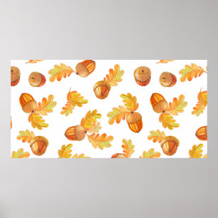 Affiche motif sans soudure automne avec feuilles en chêne 