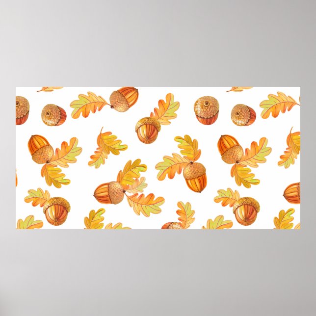 Affiche motif sans soudure automne avec feuilles en chêne  (Devant)