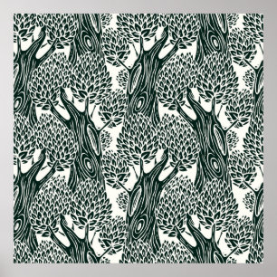 Affiche motif sans soudure avec vieux feuillus. Styliz
