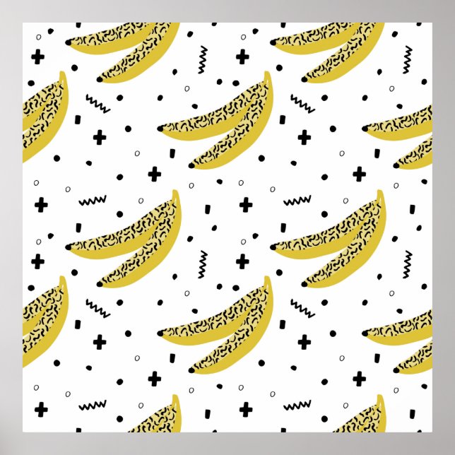 Affiche Motif sans soudure en été avec bananes dans pop ar (Devant)