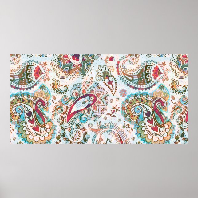 Affiche Motif sans soudure Jacobean. Arrière - plan de fle (Devant)