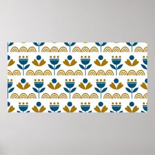 Affiche motif scandinave d'art populaire sans couture vint