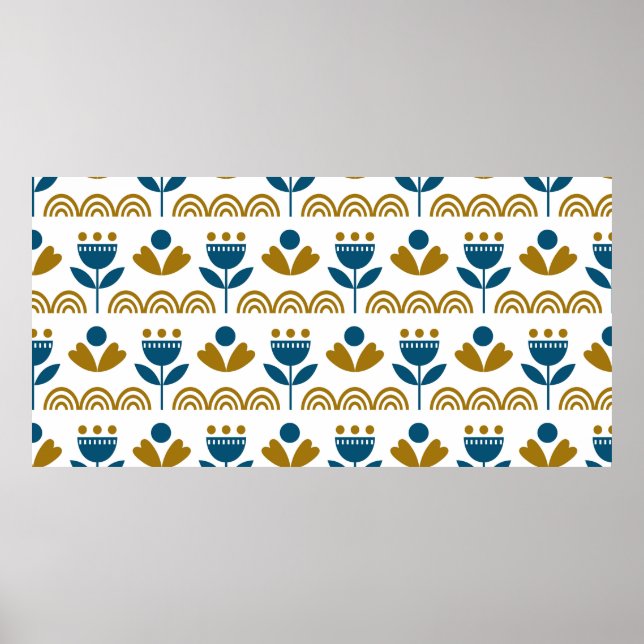 Affiche motif scandinave d'art populaire sans couture vint (Devant)