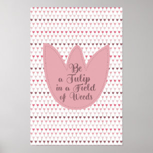 Affiche Motif simple de tulipe rose