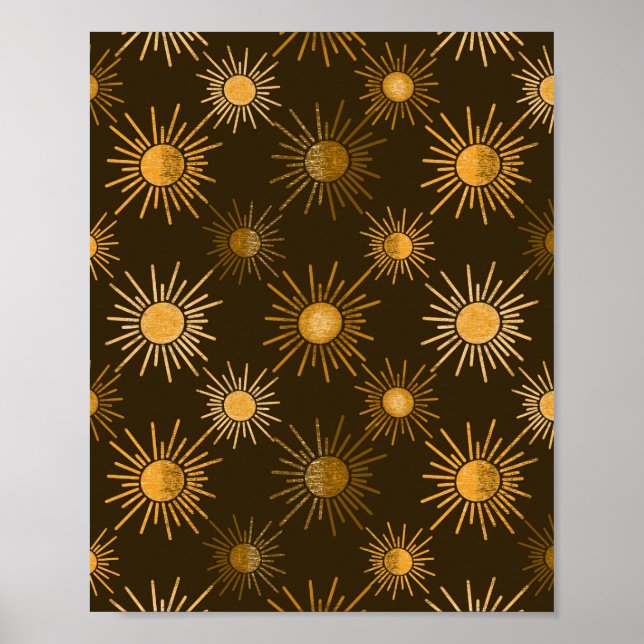 Affiche Motif solaire monochrome boho (Devant)