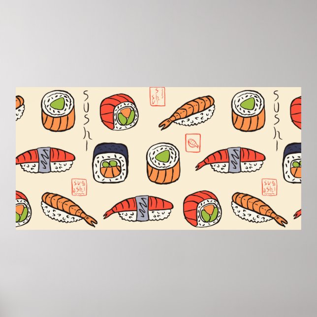 Affiche motif sushi sans soudure (Devant)