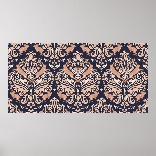Affiche Motif symétrique sans couture dans le style Damask (Devant)