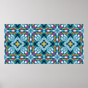 Affiche Motif Talavera. Un patchwork indien. Azulejos port