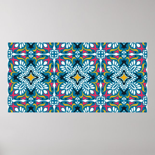 Affiche Motif Talavera. Un patchwork indien. Azulejos port (Devant)