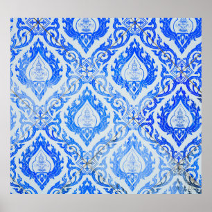 Affiche Motif thaïlandais : église carrelée en céramique.