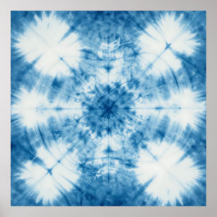 Affiche Motif Tie & Dye Shibori Bleu Indigo