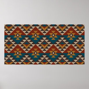 Affiche Motif traditionnel Tribal Aztec sans couture sur w
