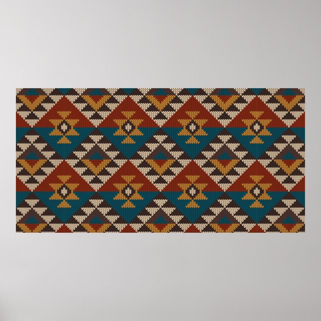 Affiche Motif traditionnel Tribal Aztec sans couture sur w (Devant)