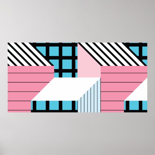 Affiche Motif transparent avec formes géométriques abstrai (Devant)