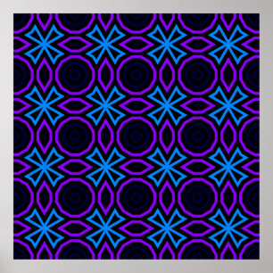 Affiche Motif transparent bleu et noir avec géométrie simp
