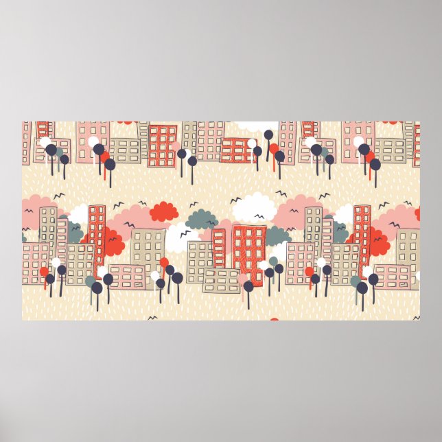 Affiche Motif transparent de la ville (Devant)