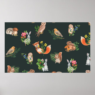 Affiche Motif transparent dessiné à la main avec aquarelle