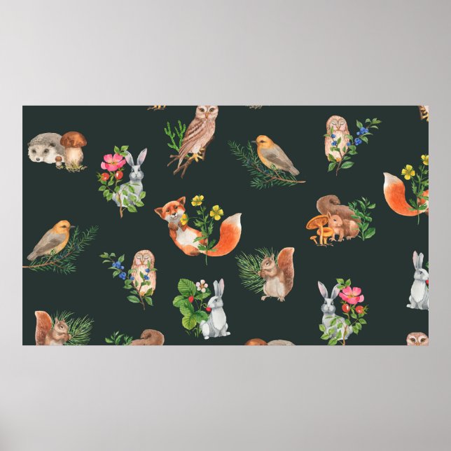 Affiche Motif transparent dessiné à la main avec aquarelle (Devant)