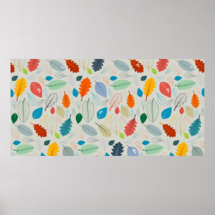 Affiche Motif transparent - Feuilles d'automne vintages Il