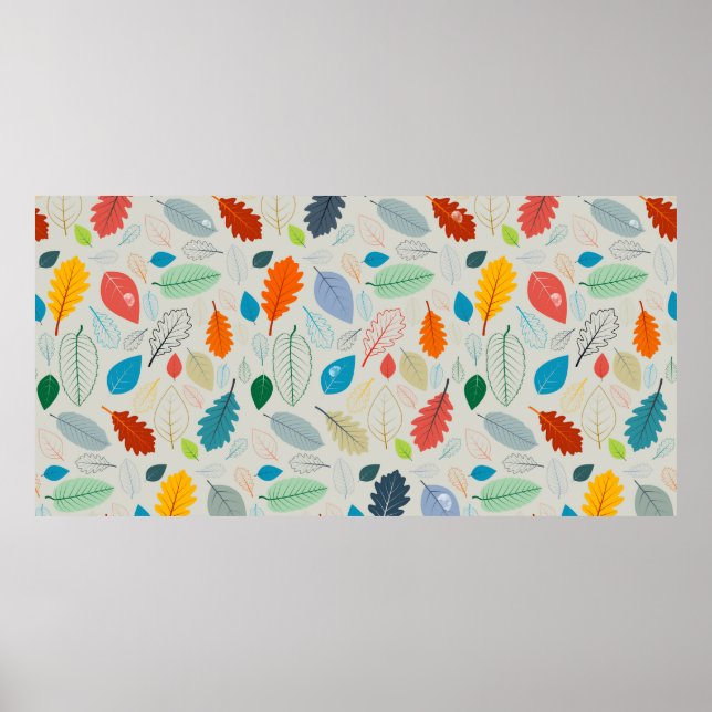 Affiche Motif transparent - Feuilles d'automne vintages Il (Devant)