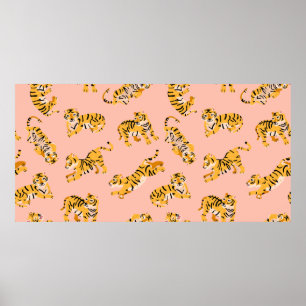 Affiche Motif transparent pour les tigres mignons