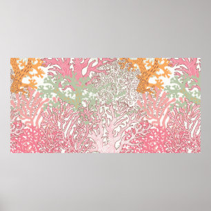 Affiche Motif transparent sous-marin avec belle