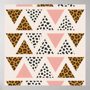 Affiche Motif Triangle Léopard Chic et Rose