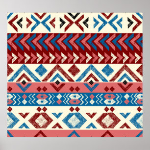 Affiche Motif tribal coloré tiré à la main