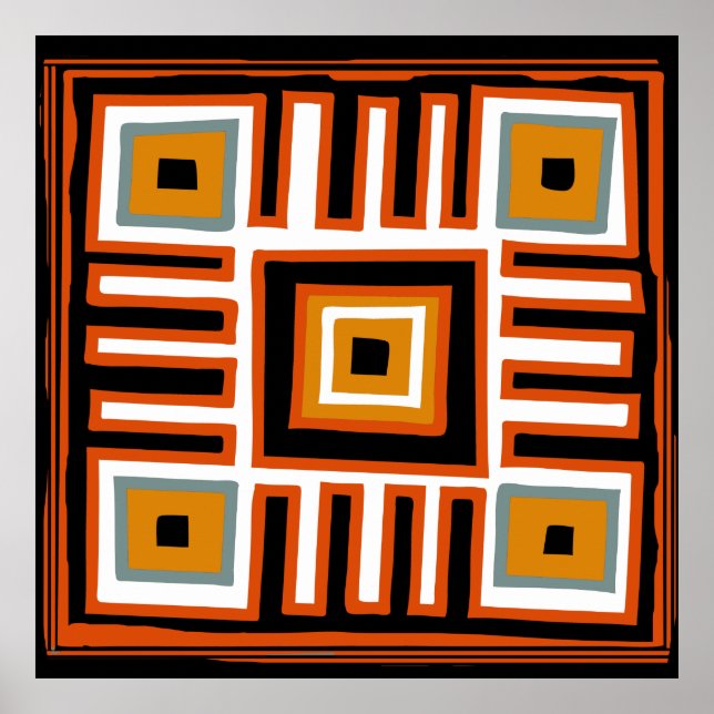 Affiche motif tribal géométrique africain (Devant)