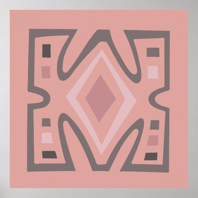 Affiche motif tribal géométrique d'Afrique Abstraite (Devant)