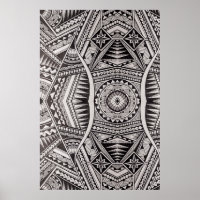 Motif tribal Mandala en noir et blanc