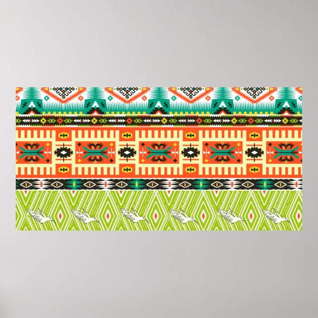 Affiche Motif tribal transparent avec éléments géométrique (Devant)