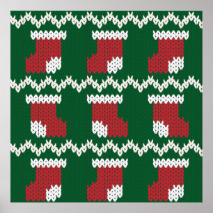 Affiche Motif tricoté de chaussette de Noël