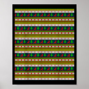 Affiche Motif tricoté de renne et d'arbre de Noël
