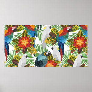Affiche Motif tropical sans couture avec perroquets.