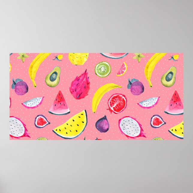 Affiche Motif Tropical sans couture de fruits exotiques. M (Devant)