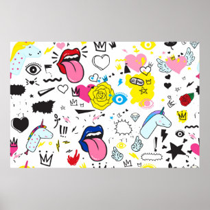 Affiche Motif universel à la main tendance sans couture. T