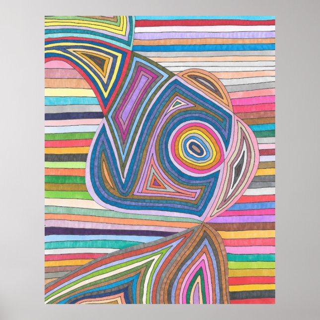 Affiche Motif vibrant à rayures géométriques abstraites (Devant)