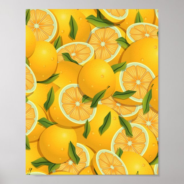 Affiche Motif vibrant de citron jaune tropical (Devant)