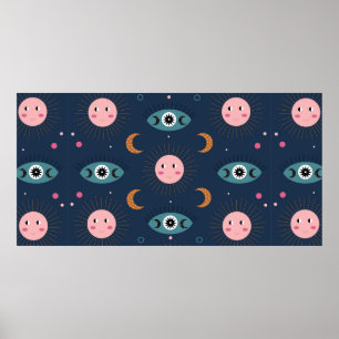 Affiche motif vintage bébé boho sans soudure. Hippie chic 